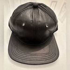 Marc Jacobs Faux Leather Baseball Hat Cap Black Edgy Minimalist Streetwear